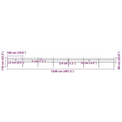 Clôture de jardin avec dessus en forme de lance en acier 1248 x 60 cm Noir 517921517921