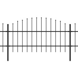 Clôture de jardin avec dessus en forme de lance en acier 1248 x 100 cm Noir 517922517922