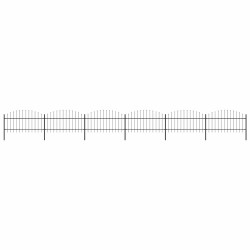 Clôture de jardin avec dessus en forme de lance en acier 1070 x 125 cm Noir 517924517924
