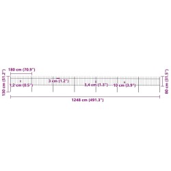 Clôture de jardin avec dessus en forme de lance en acier 1248 x 80 cm Noir 517925517925