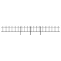 Clôture de jardin avec dessus en forme de lance en acier 1070 x 100 cm Noir 517926517926