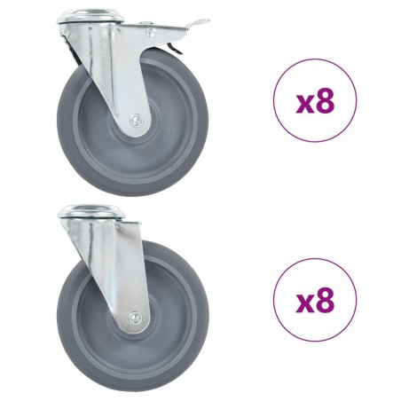 16 pcs Roulettes pivotantes à trou de boulon 125 mm 517929517929