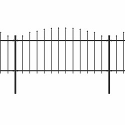 Clôture de jardin avec dessus en forme de lance en acier 1426 x 75 cm Noir 517934517934
