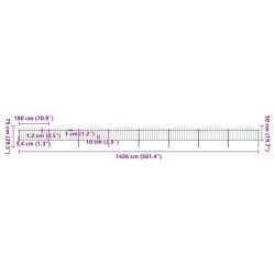Clôture de jardin avec dessus en forme de lance en acier 1426 x 75 cm Noir 517934517934