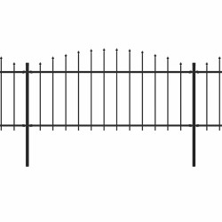 Clôture de jardin à dessus en lance Acier (0,5-0,75)x11,9m Noir 517935517935