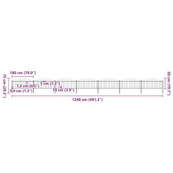 Clôture de jardin à dessus en lance Acier (0,5-0,75)x11,9m Noir 517935517935