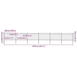 Clôture de jardin avec arceau en acier 1070 x 120 cm Noir 517936517936
