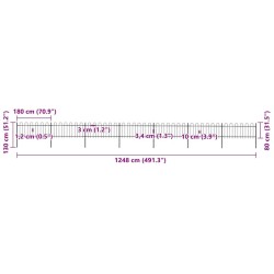 Clôture de jardin avec arceau en acier 1248 x 80 cm Noir 517938517938