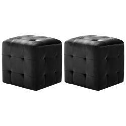 2 pcs Poufs Noir 30 x 30 x 30 cm Tissu velours 517945517945