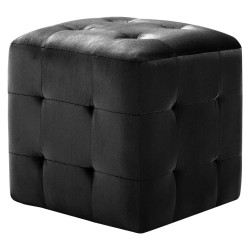 2 pcs Poufs Noir 30 x 30 x 30 cm Tissu velours 517945517945
