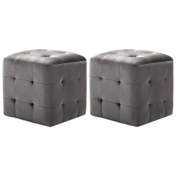 2 pcs Poufs Gris 30 x 30 x 30 cm Tissu velours 517946517946
