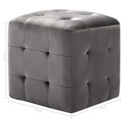 2 pcs Poufs Gris 30 x 30 x 30 cm Tissu velours 517946517946