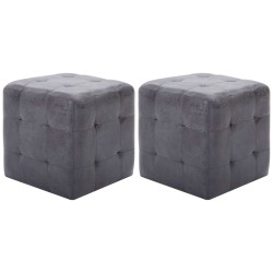 2 pcs Poufs Gris 30 x 30 x 30 cm Similicuir daim 517948517948