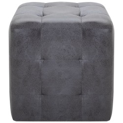 2 pcs Poufs Gris 30 x 30 x 30 cm Similicuir daim 517948517948