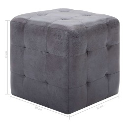 2 pcs Poufs Gris 30 x 30 x 30 cm Similicuir daim 517948517948