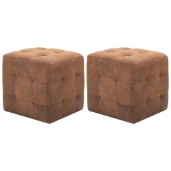 2 pcs Poufs Marron 30 x 30 x 30 cm Similicuir daim 517949517949