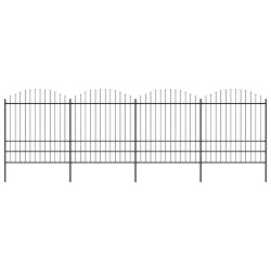 Clôture de jardin avec dessus en forme de lance en acier 714,5 x 200 cm Noir 517961517961