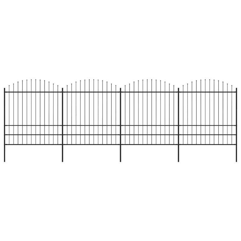 Clôture de jardin avec dessus en forme de lance en acier 714,5 x 200 cm Noir 517961517961