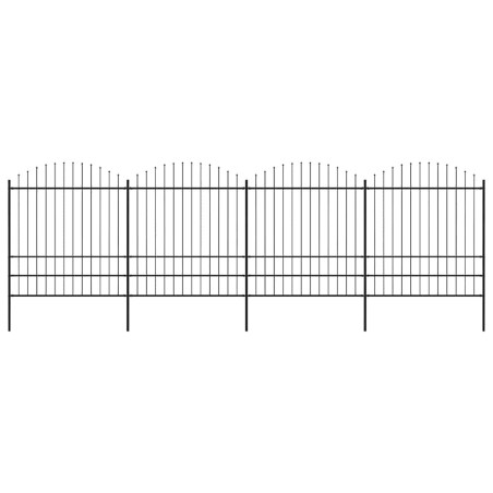 Clôture de jardin avec dessus en forme de lance en acier 714,5 x 200 cm Noir 517961517961