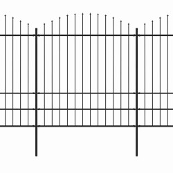 Clôture de jardin avec dessus en forme de lance en acier 714,5 x 200 cm Noir 517961517961