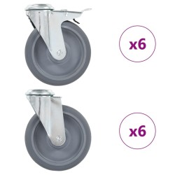 12 pcs Roulettes pivotantes à trou de boulon 125 mm 517966517966