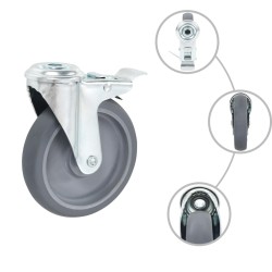 12 pcs Roulettes pivotantes à trou de boulon 125 mm 517966517966