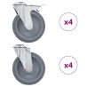 8 pcs Roulettes pivotantes à trou de boulon 125 mm 517967517967