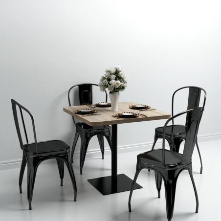 Table de bistro MDF et acier Carré 80x80x75 cm Couleur de chêne 517968517968