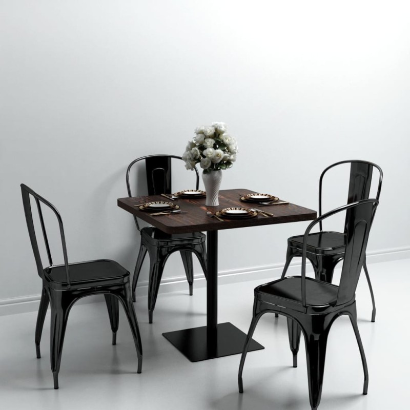 Table de bistro MDF et acier Carré 80 x 80 x 75 cm Frêne foncé  517969517969