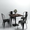 Table de bistro MDF et acier Carré 80 x 80 x 75 cm Frêne foncé  517969517969