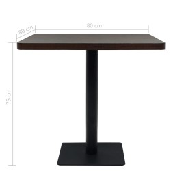 Table de bistro MDF et acier Carré 80 x 80 x 75 cm Frêne foncé  517969517969