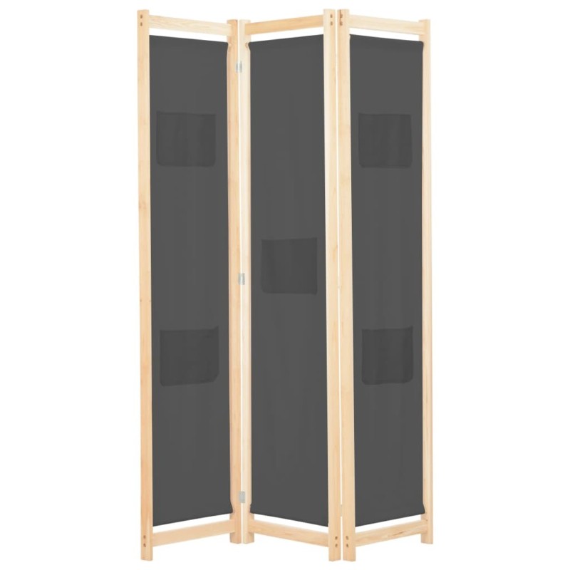 Cloison de séparation 3 panneaux Gris 120x170x4 cm Tissu 517975517975