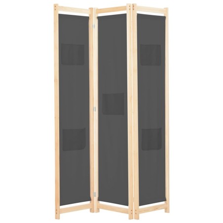 Cloison de séparation 3 panneaux Gris 120x170x4 cm Tissu 517975517975