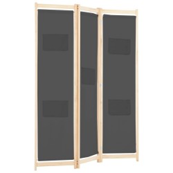 Cloison de séparation 3 panneaux Gris 120x170x4 cm Tissu 517975517975