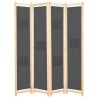 Cloison de séparation 4 panneaux Gris 160x170x4 cm Tissu 517976517976