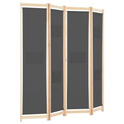 Cloison de séparation 4 panneaux Gris 160x170x4 cm Tissu 517976517976