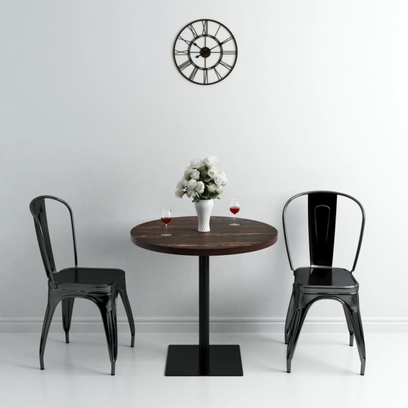 Table de bistro MDF et acier Rond 80 x 75 cm Frêne foncé  517978517978