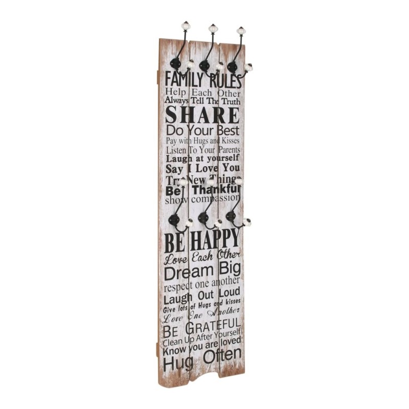 Porte-manteau mural avec 6 crochets 120 x 40 cm FAMILY RULES  517984517984
