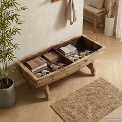 Banc de rangement Bois massif et tissu 103 x 51 x 44 cm 517988517988