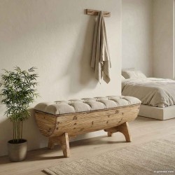 Banc de rangement Bois massif et tissu 103 x 51 x 44 cm 517988517988
