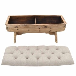 Banc de rangement Bois massif et tissu 103 x 51 x 44 cm 517988517988