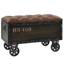 Banc de rangement Bois massif et similicuir 80,5x41x50 cm   517989517989
