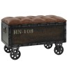 Banc de rangement Bois massif et similicuir 80,5x41x50 cm   517989517989