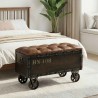 Banc de rangement Bois massif et similicuir 80,5x41x50 cm   517989517989