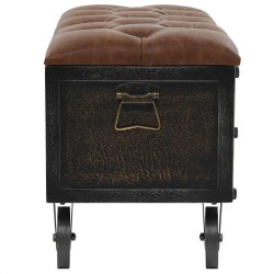 Banc de rangement Bois massif et similicuir 80,5x41x50 cm   517989517989