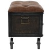 Banc de rangement Bois massif et similicuir 80,5x41x50 cm   517989517989