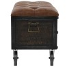 Banc de rangement Bois massif et similicuir 80,5x41x50 cm   517989517989