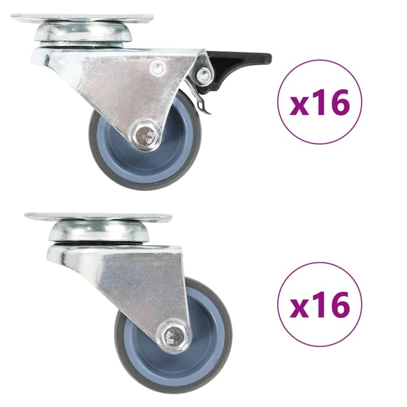 32 pcs Roulettes pivotantes doubles 50 mm 518001518001