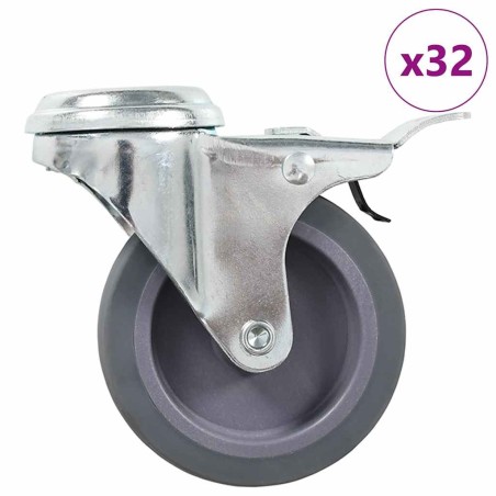 32 pcs Roulettes pivotantes à trou de boulon 75 mm 518012518012