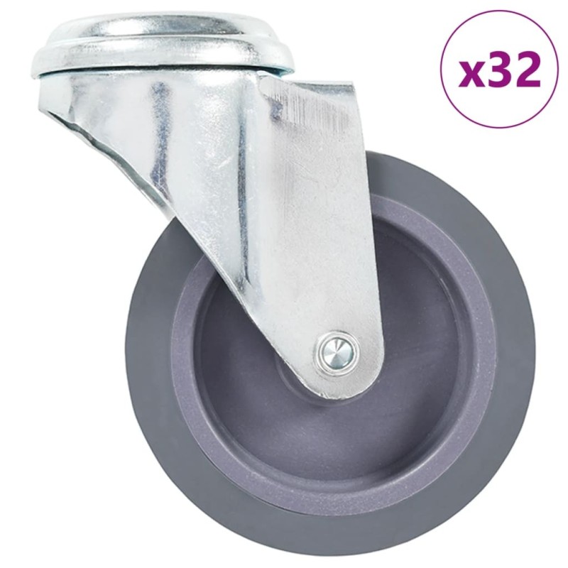32 pcs Roulettes pivotantes à trou de boulon 75 mm 518018518018